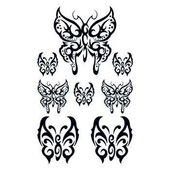 Set of Tribal Butterfly Temporary Tattoos