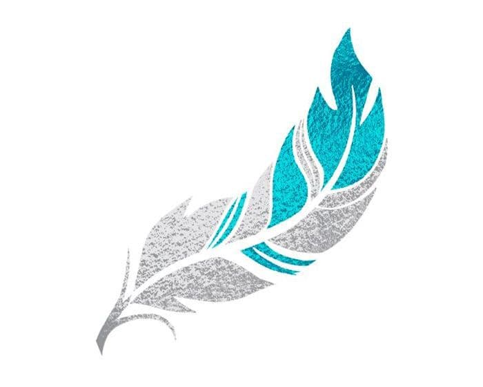 Metallic Teal Feather Temporary Tattoo