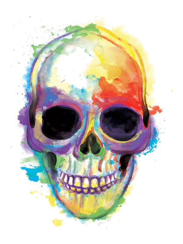 Watercolor Skull Temporary Tattoo
