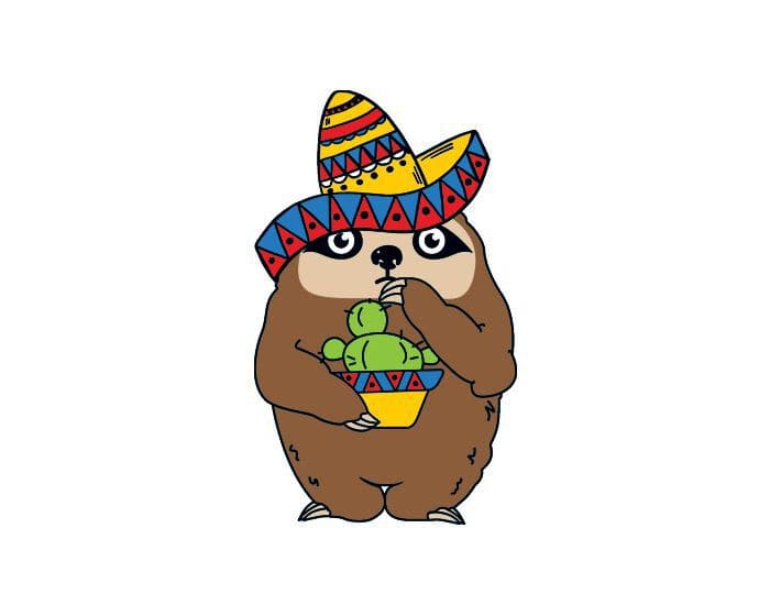 Fiesta Sloth Temporary Tattoo