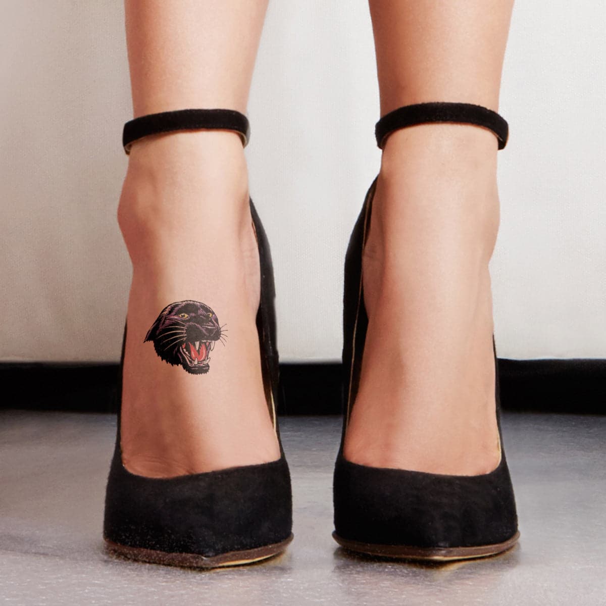 snarling black panther temporary tattoo