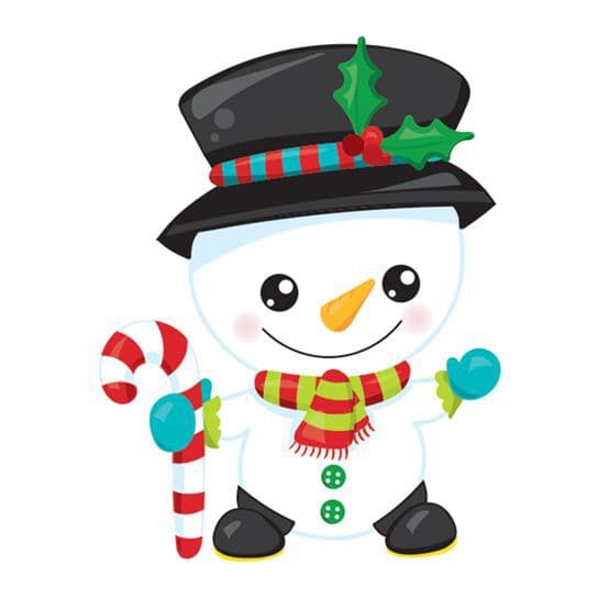 Snowman with Candy Cane Temporary Tattoo