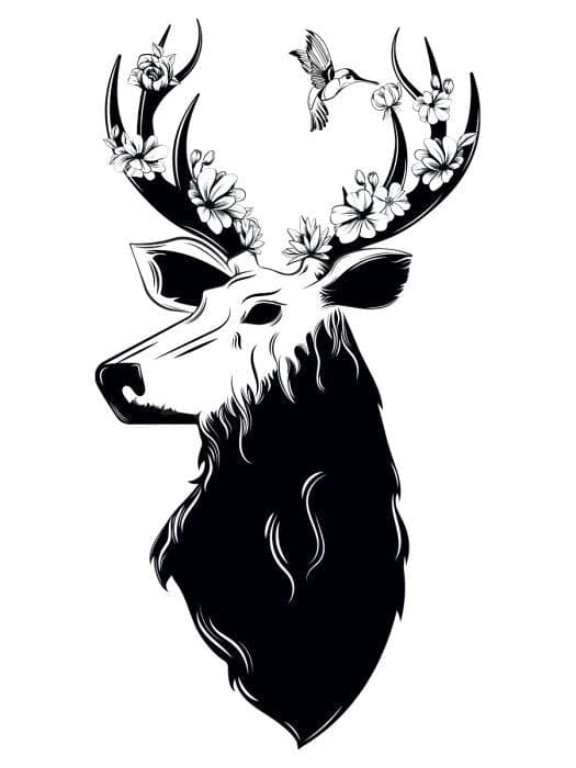 Floral Deer Temporary Tattoo