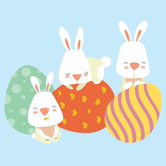 Bunnies with Easter Eggs Temporary Tattoo