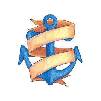 Traditional Anchor with Banner Temporary Tattoo