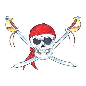 Traditional Pirate Skull Temporary Tattoo