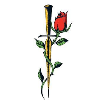 Traditional Rose with Dagger Temporary Tattoo