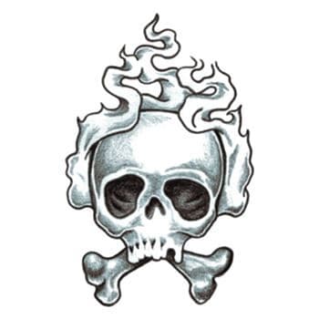 Traditional Smoking Skull Temporary Tattoo