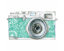 Retro Watercolor Camera Temporary Tattoo