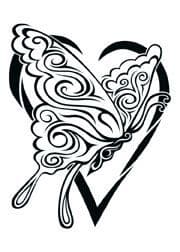 Tribal Butterfly Heart Temporary Tattoo