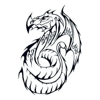 Tribal Dragon Outline Temporary Tattoo