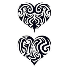 Tribal Filled In Hearts Temporary Tattoo