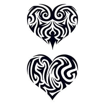 Tribal Filled In Hearts Temporary Tattoo