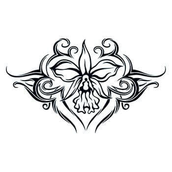 Tribal Orchid Lower Back Temporary Tattoo