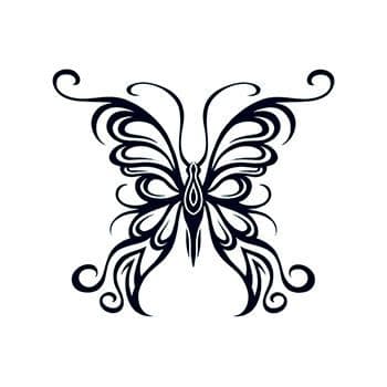 Tribal Outline Butterfly Temporary Tattoo
