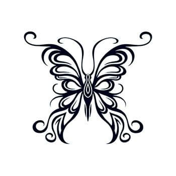 Tribal Outline Butterfly Temporary Tattoo