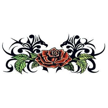 TRIBAL ROSE BLACK OUTLINE Temporary Tattoo