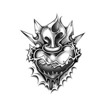 Urban Heart with Flames Temporary Tattoo