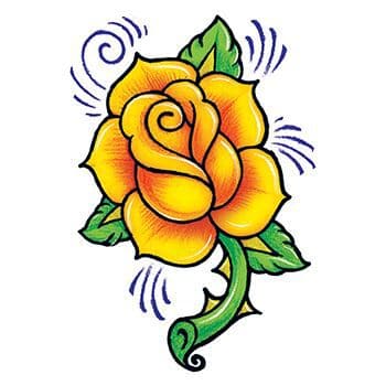Vintage Yellow Rose Temporary Tattoo