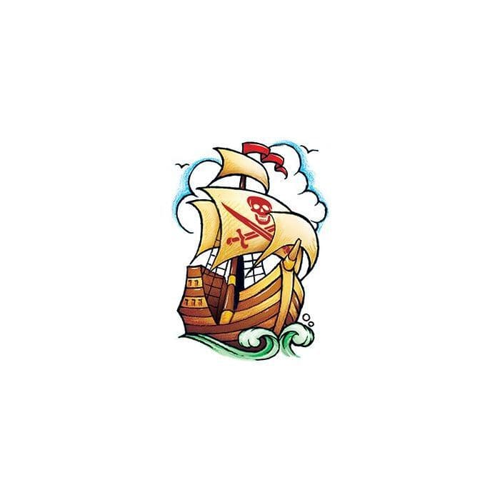 Vintage Pirate Ship Temporary Tattoo