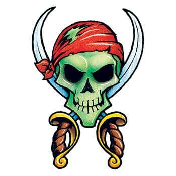 Vintage Pirate Skull and Crossbones Temporary Tattoo