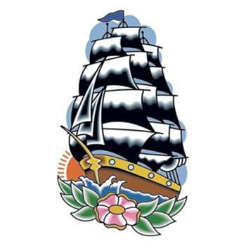 Vintage Sailing Ship Temporary Tattoo