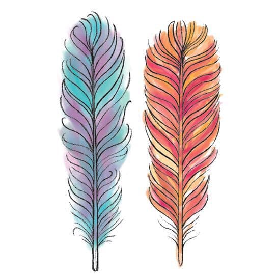 Watercolor Feathers Temporary Tattoo