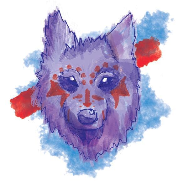 Watercolor Wolf Warrior Temporary Tattoo