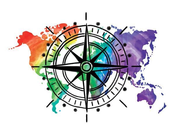 Watercolor World Compass Temporary Tattoo